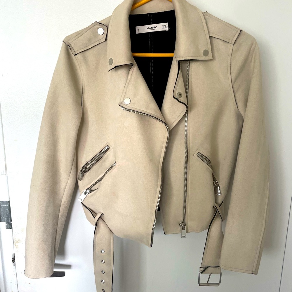 Biker jacket size S cream colour